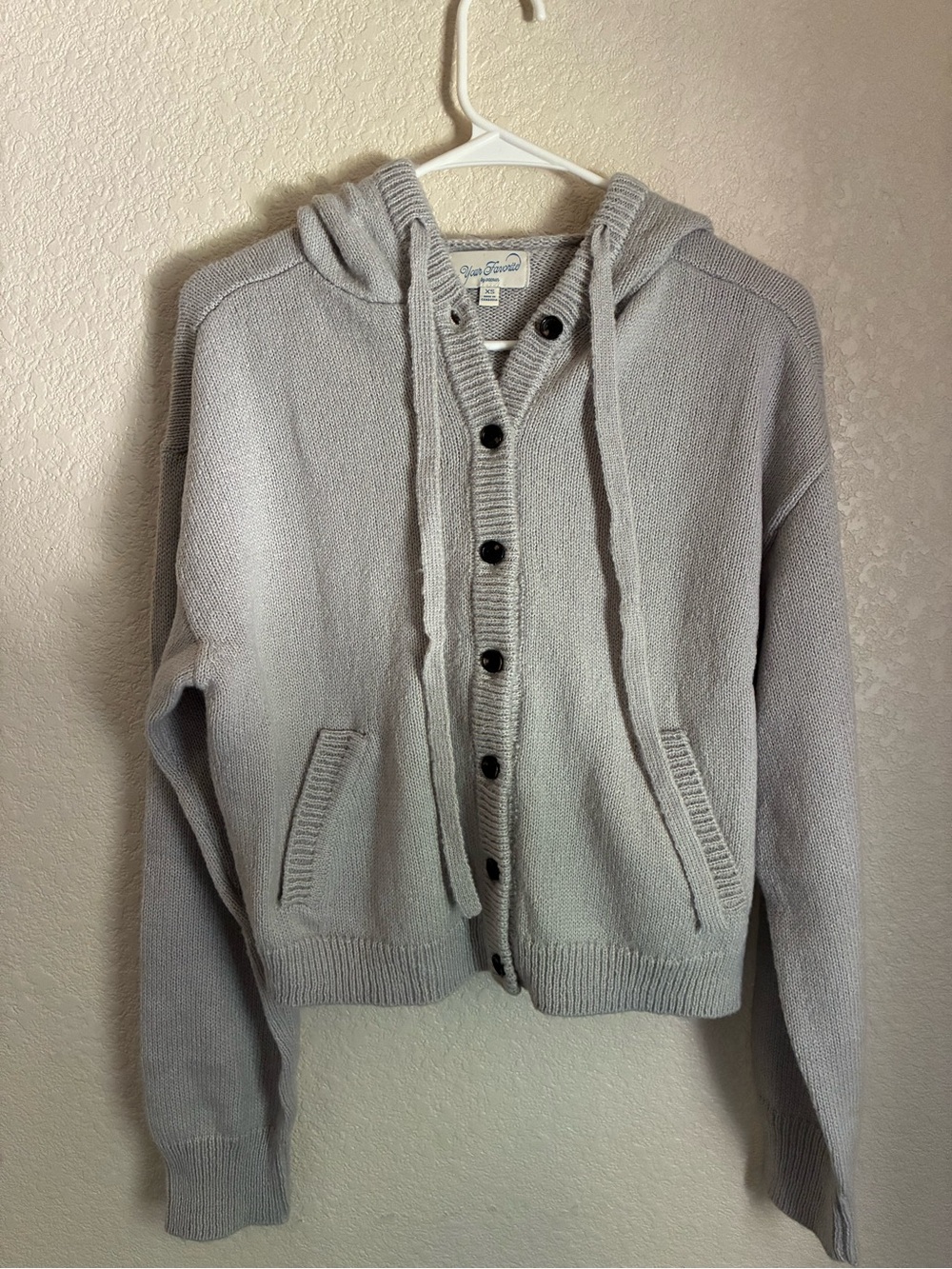 Light Gray Hooded Button-Front Sweater